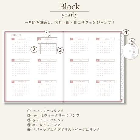 2027年1月始まりスケジュールプランナー[月曜始まり／週：ブロック／日：１DAY／色：サクラ]