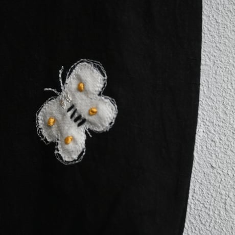 raha linen flower applique bag
