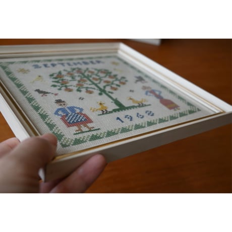 Vintage danish fremme emboridery tapestry 'September'