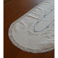 vintage  table runner with seagull motif