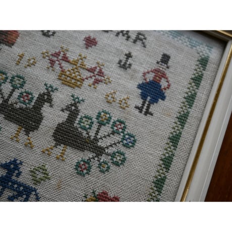 Vintage danish fremme emboridery tapestry 'January'