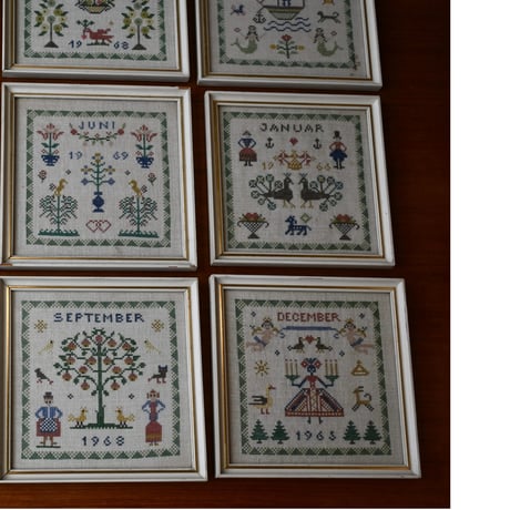 Vintage danish fremme emboridery tapestry 'January'