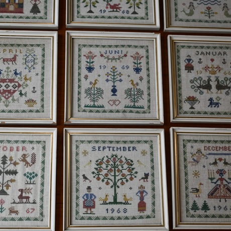 Vintage danish fremme emboridery tapestry ’June’