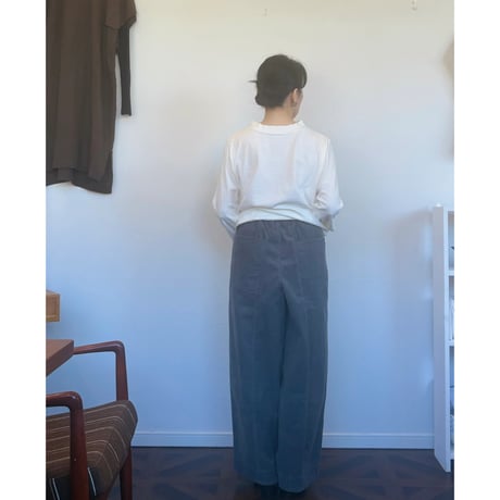 miho umezawa 14W corduroy  cocoon wide pants blue grey tall