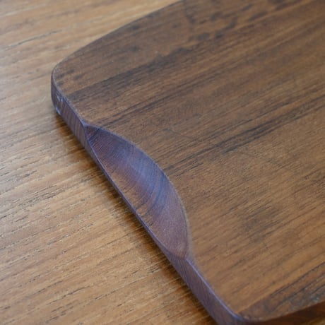 Backman vintage teak cutting tray with glass dome