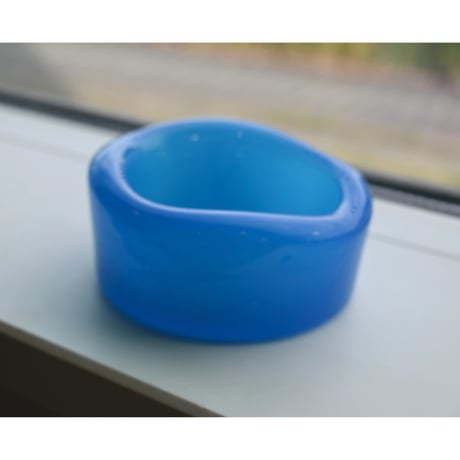Erik Höglund ashtray cat  aqua blue