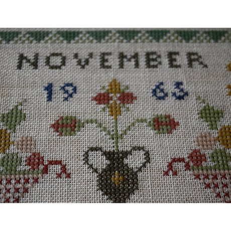 Vintage danish fremme emboridery tapestry 'November'