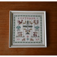 Vintage danish fremme emboridery tapestry 'October'