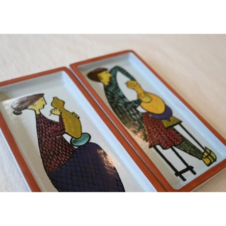 Stig Lindberg 'karneval' small rectangler plate