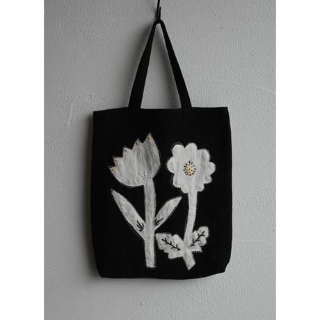 raha linen flower applique bag