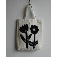 raha linen flower applique bag