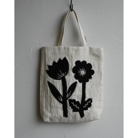 raha linen flower applique bag