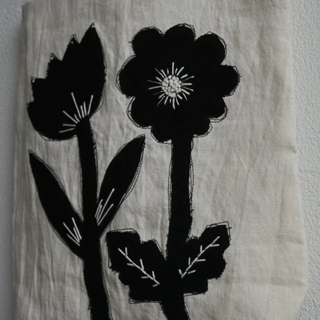 raha linen flower applique bag