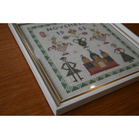 Vintage danish fremme emboridery tapestry 'November'