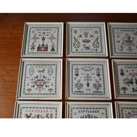 Vintage danish fremme emboridery tapestry 'October'