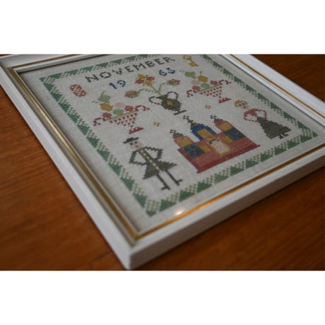 Vintage danish fremme emboridery tapestry 'November'