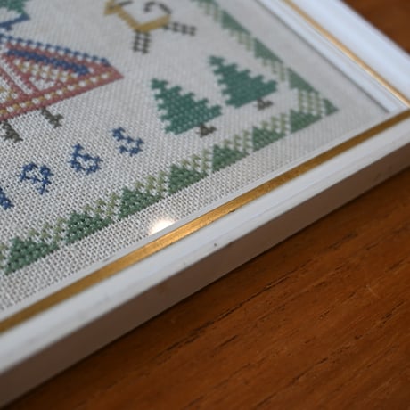 Vintage danish fremme emboridery tapestry 'December'