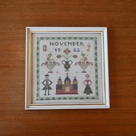 Vintage danish fremme emboridery tapestry 'November'