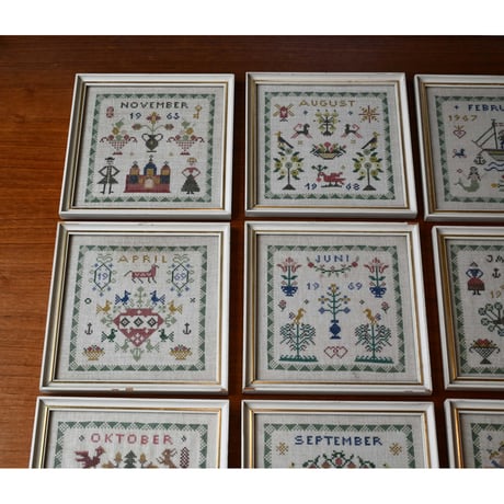 Vintage danish fremme emboridery tapestry ’June’