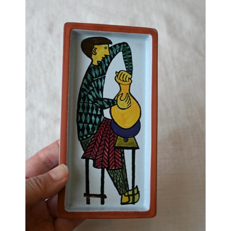 Stig Lindberg 'karneval' small rectangler plate