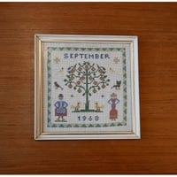 Vintage danish fremme emboridery tapestry 'September'