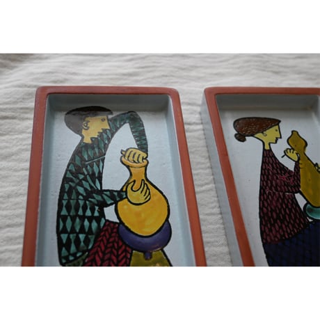 Stig Lindberg 'karneval' small rectangler plate