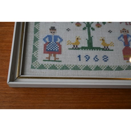 Vintage danish fremme emboridery tapestry 'September'