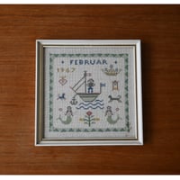 Vintage danish fremme emboridery tapestry 'February'
