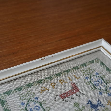 Vintage danish fremme emboridery tapestry 'April'