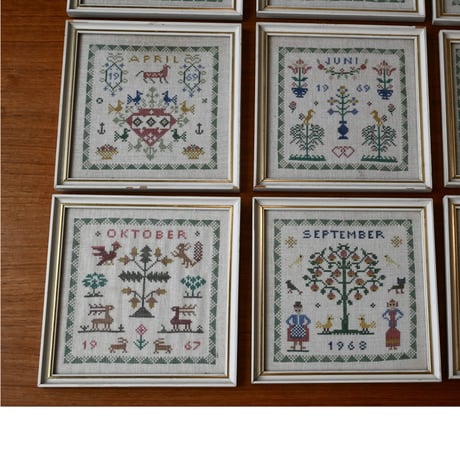 Vintage danish fremme emboridery tapestry 'October'