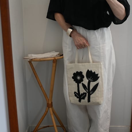 raha linen flower applique bag