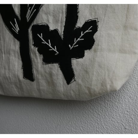 raha linen flower applique bag