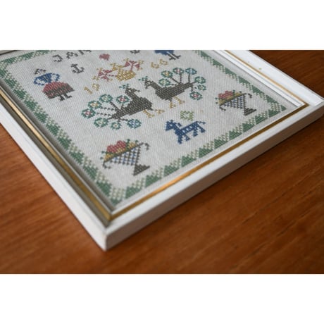 Vintage danish fremme emboridery tapestry 'January'