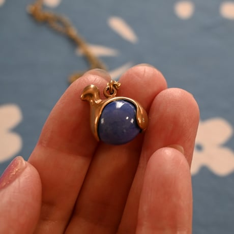 vintage  Töyri Bird Bronze Necklace  blue