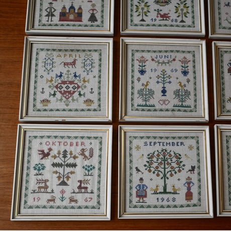 Vintage danish fremme emboridery tapestry 'April'