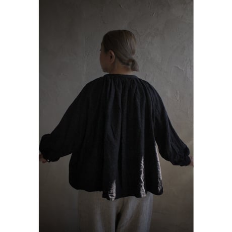 ANTIQUE JACOUARD CHURCH SMOCK BLOUSE / GAUZE#