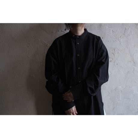 Cotton Typewriter Round Slit Long Officer Shirt / 〼〼:masumasu
