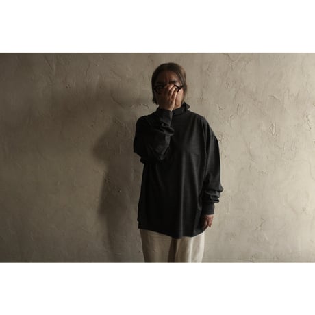 Super100s WOOL PlatingTurtleneck L/S Logo TEE / 〼〼:masumasu