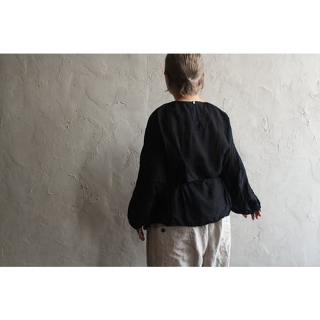 KHADI COTTON LINEN STRING GATHER BLOUSE / GAUZE#