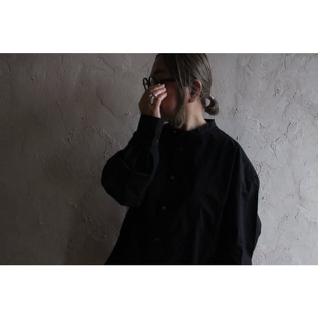 Cotton Typewriter Round Slit Long Officer Shirt / 〼〼:masumasu