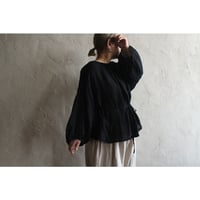KHADI COTTON LINEN STRING GATHER BLOUSE / GAUZE#