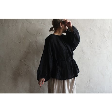 KHADI COTTON LINEN STRING GATHER BLOUSE / GAUZE#