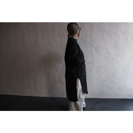 Cotton Typewriter Round Slit Long Officer Shirt / 〼〼:masumasu