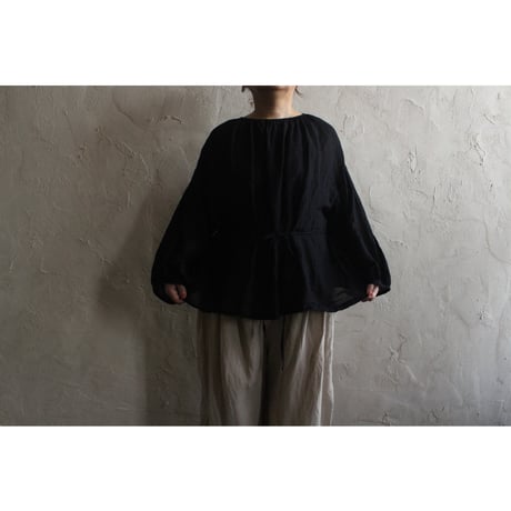 KHADI COTTON LINEN STRING GATHER BLOUSE / GAUZE#