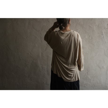 Linen Jersey Henley Neck Middle Length L/S Tee / 〼〼:masumasu