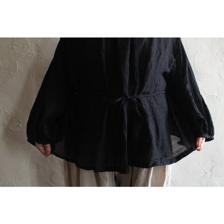 KHADI COTTON LINEN STRING GATHER BLOUSE / GAUZE#