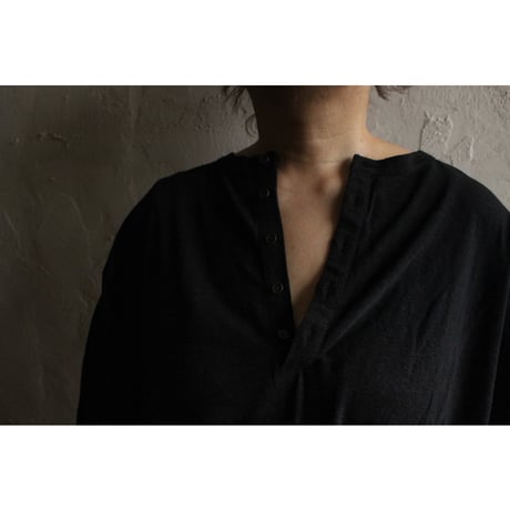 Linen Jersey Henley Neck Middle Length L/S Tee / 〼〼:masumasu