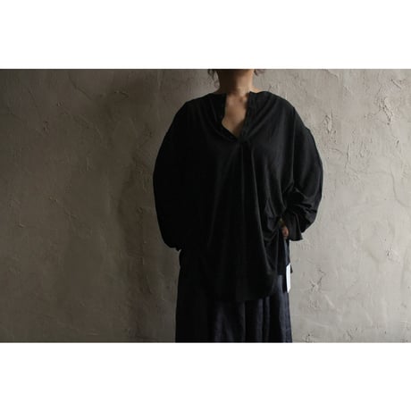 Linen Jersey Henley Neck Middle Length L/S Tee / 〼〼:masumasu