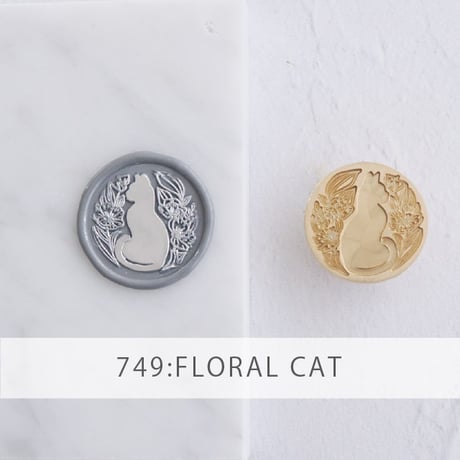 【STAMP】749：FLORAL CAT【スタンプヘッド】