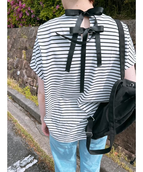 バックリボンボーダートップス・全2色(￥6,490)